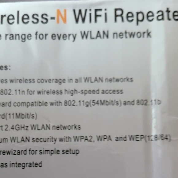 WIRELESS-N WIFI REPEATEREXTENDER-2.4G HIGH SPEED WIRELESS WIFI-NIB - Picture 5 of 7